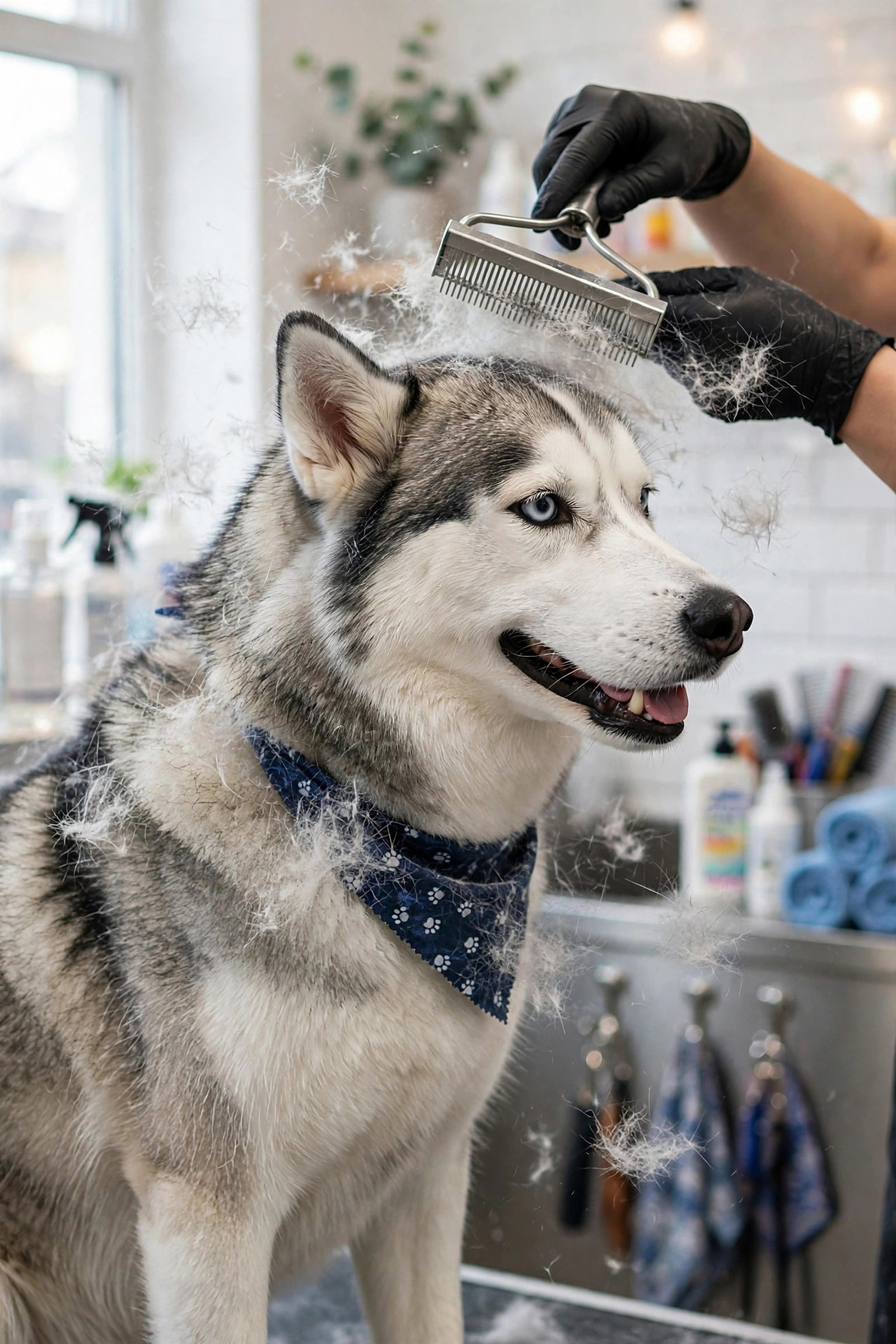 Siberian Husky showing a thick double coat